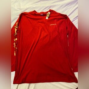 NWT Pink by Victoria’s Secret Red Long Sleeve Shirt SIZE XL